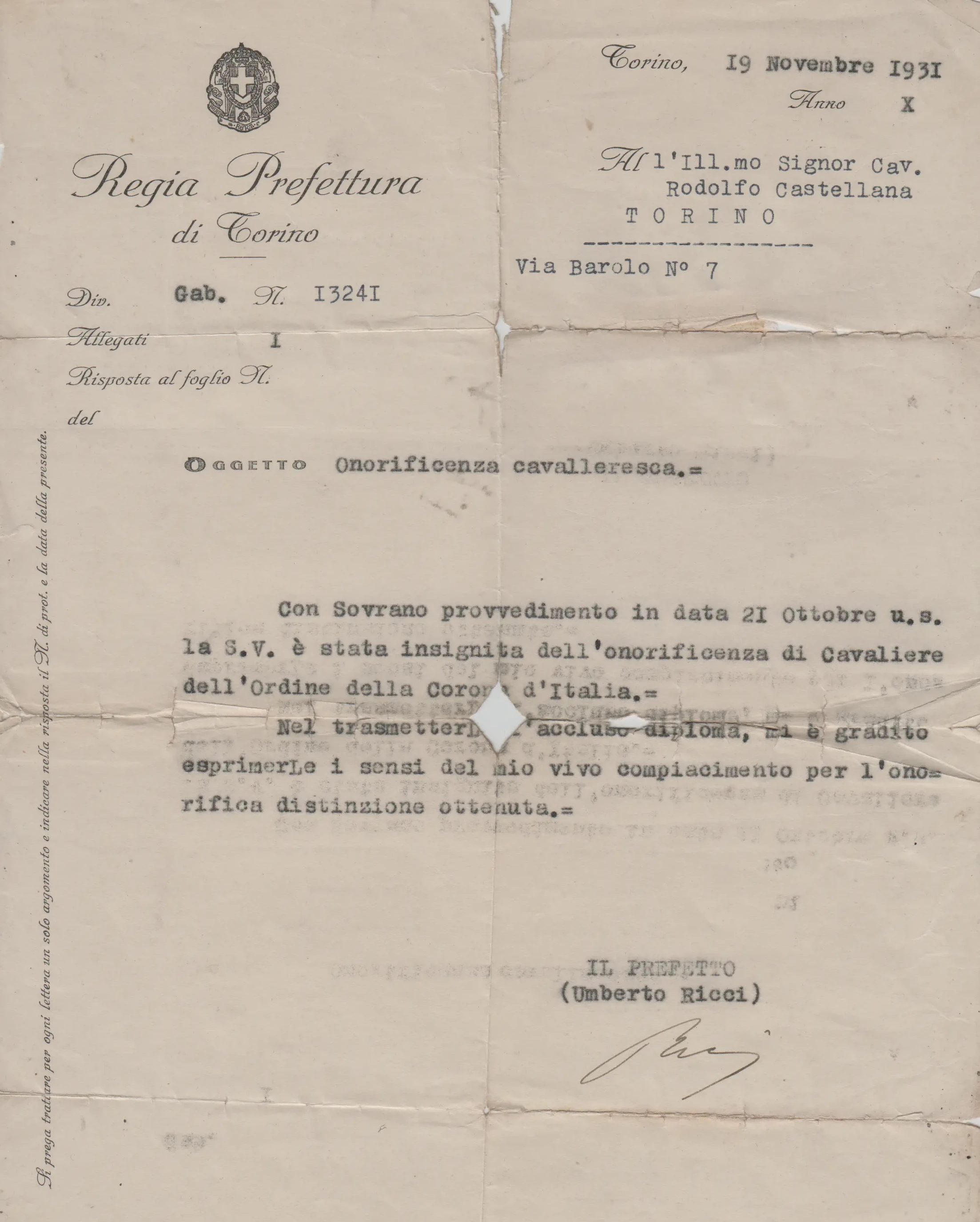 Cavaliere dell&rsquo;Ordine della Corona d&rsquo;Italia