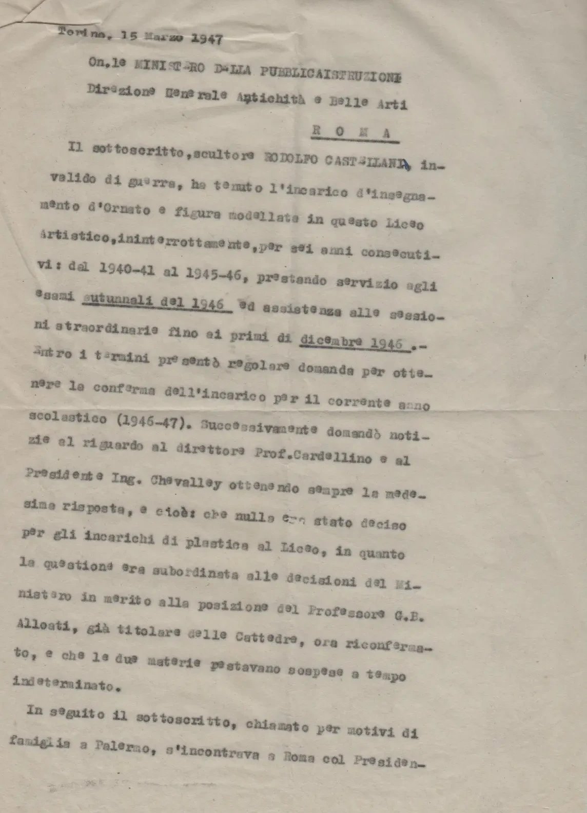 Lettera ministero