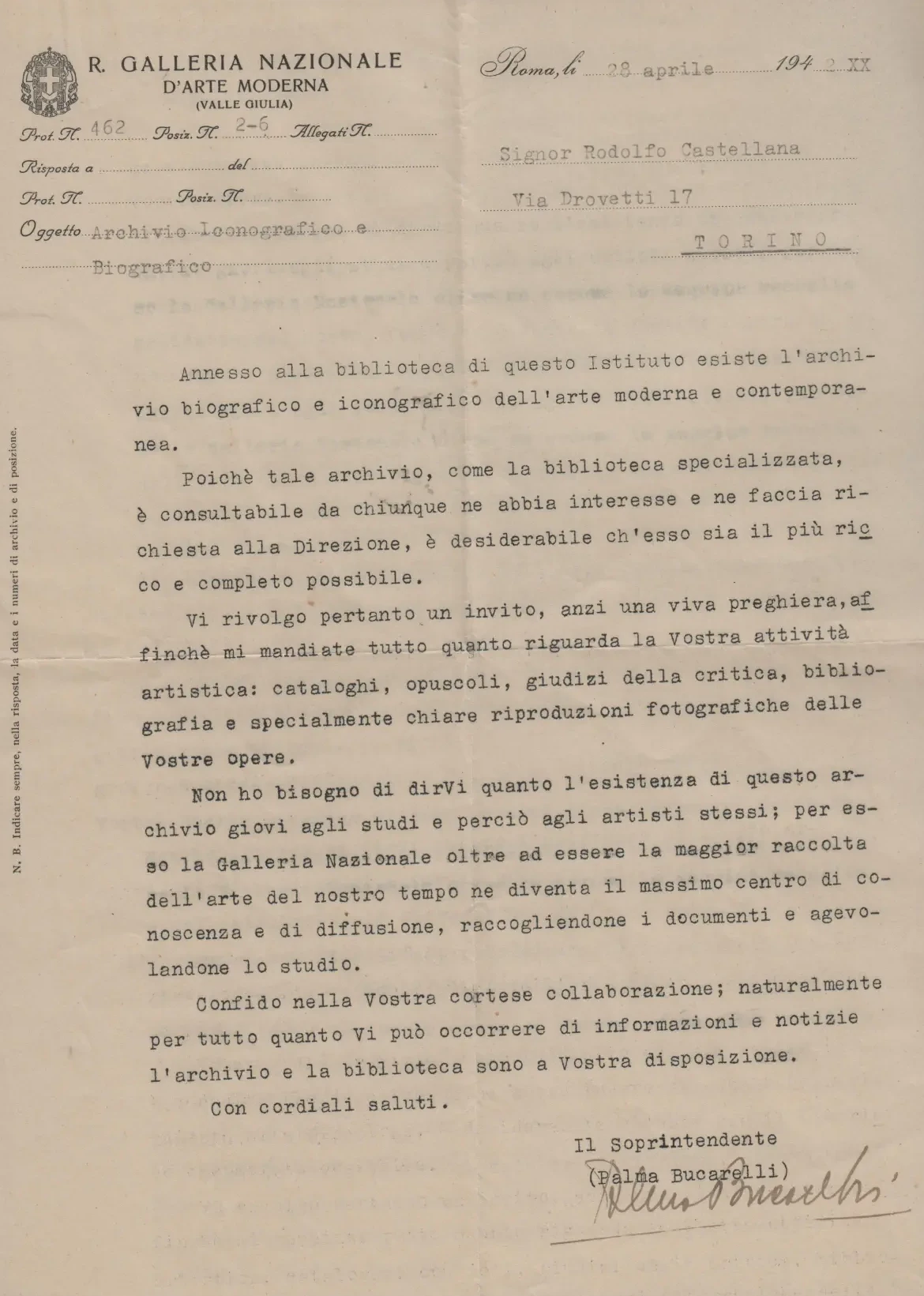 Bucarelli archivio biografico
