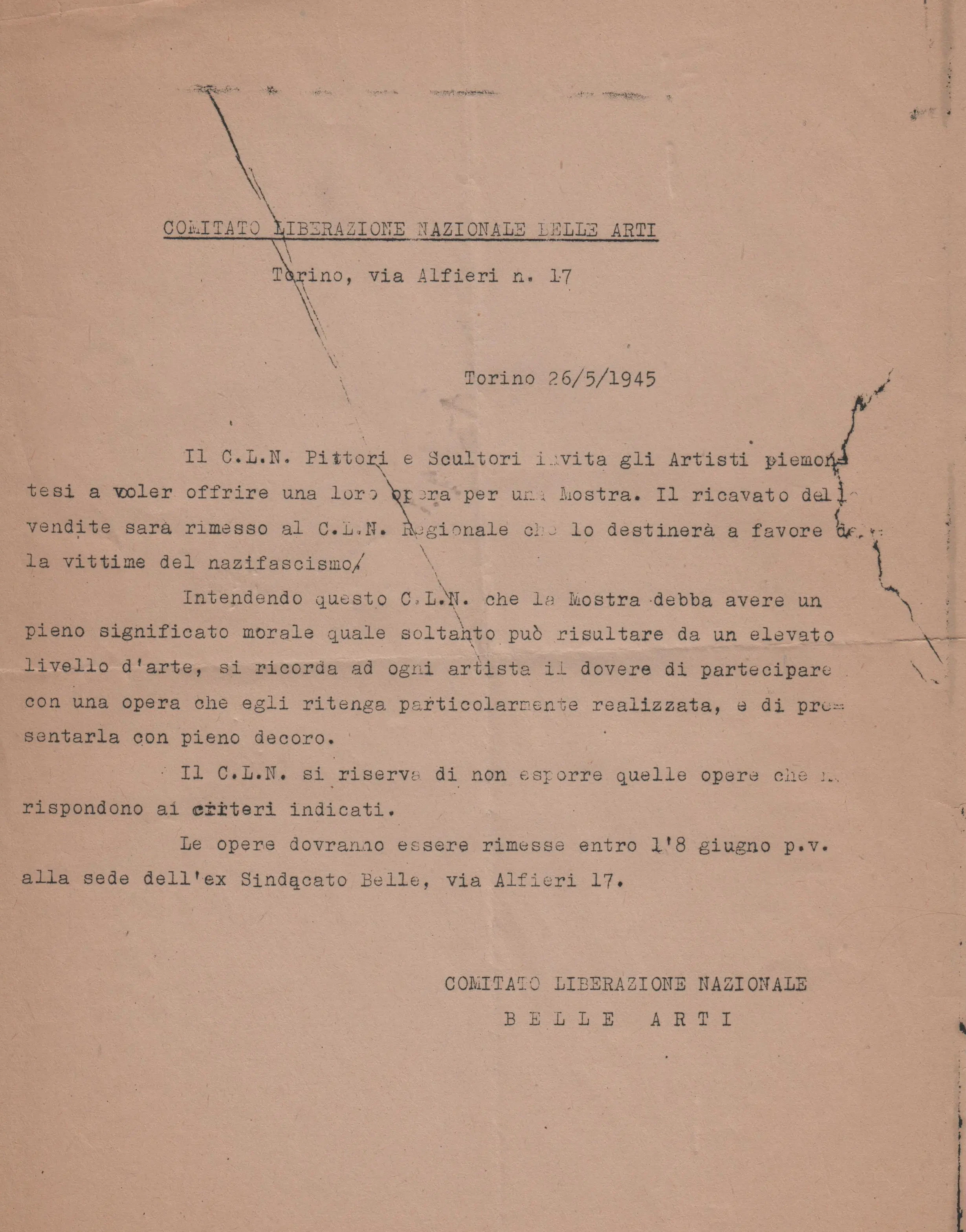 Invito a contribuire con un&rsquo;opera alla mostra a favore delle vittime del nazifascismo