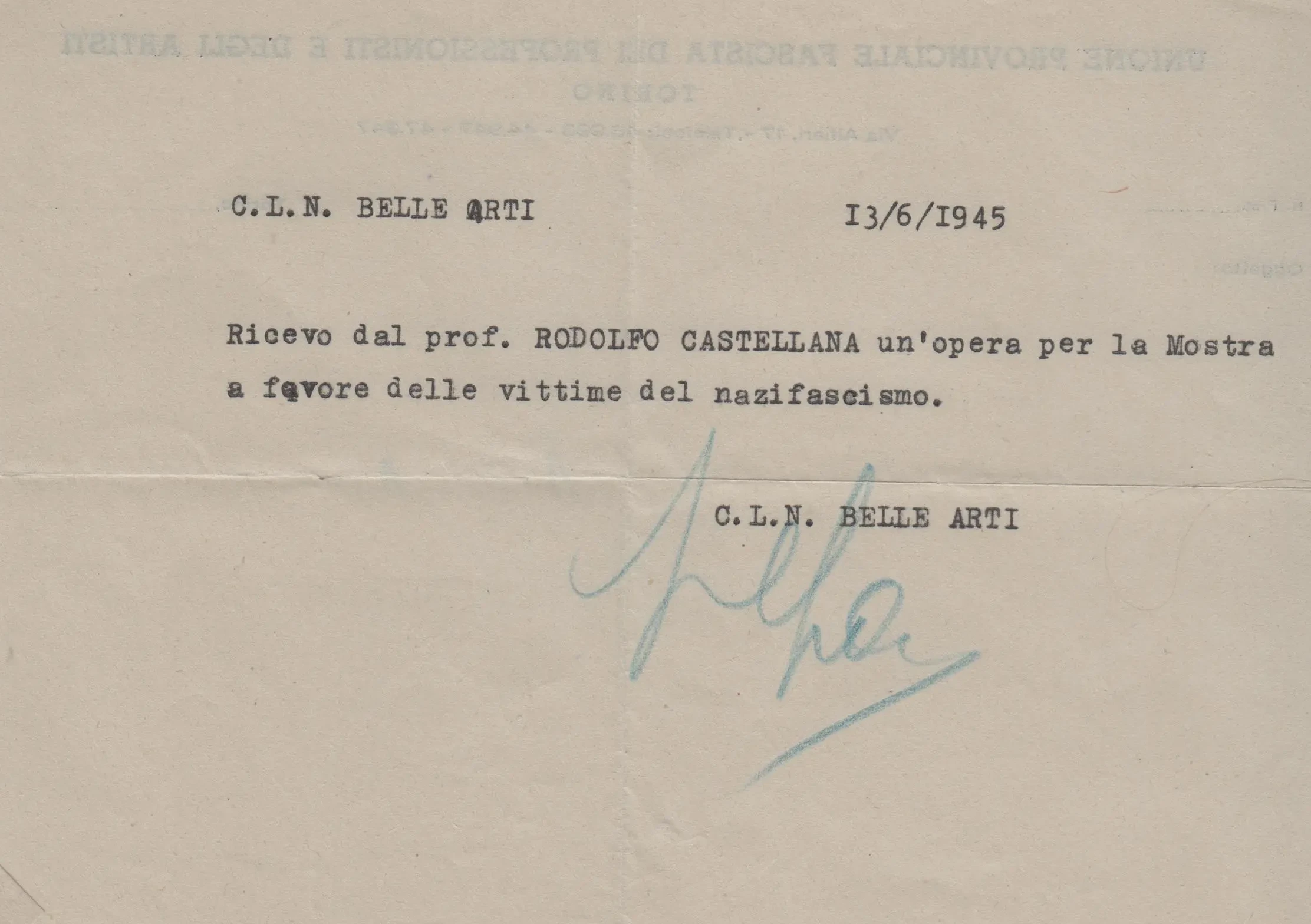 Ricevuta contributo di Rodolfo Castellana