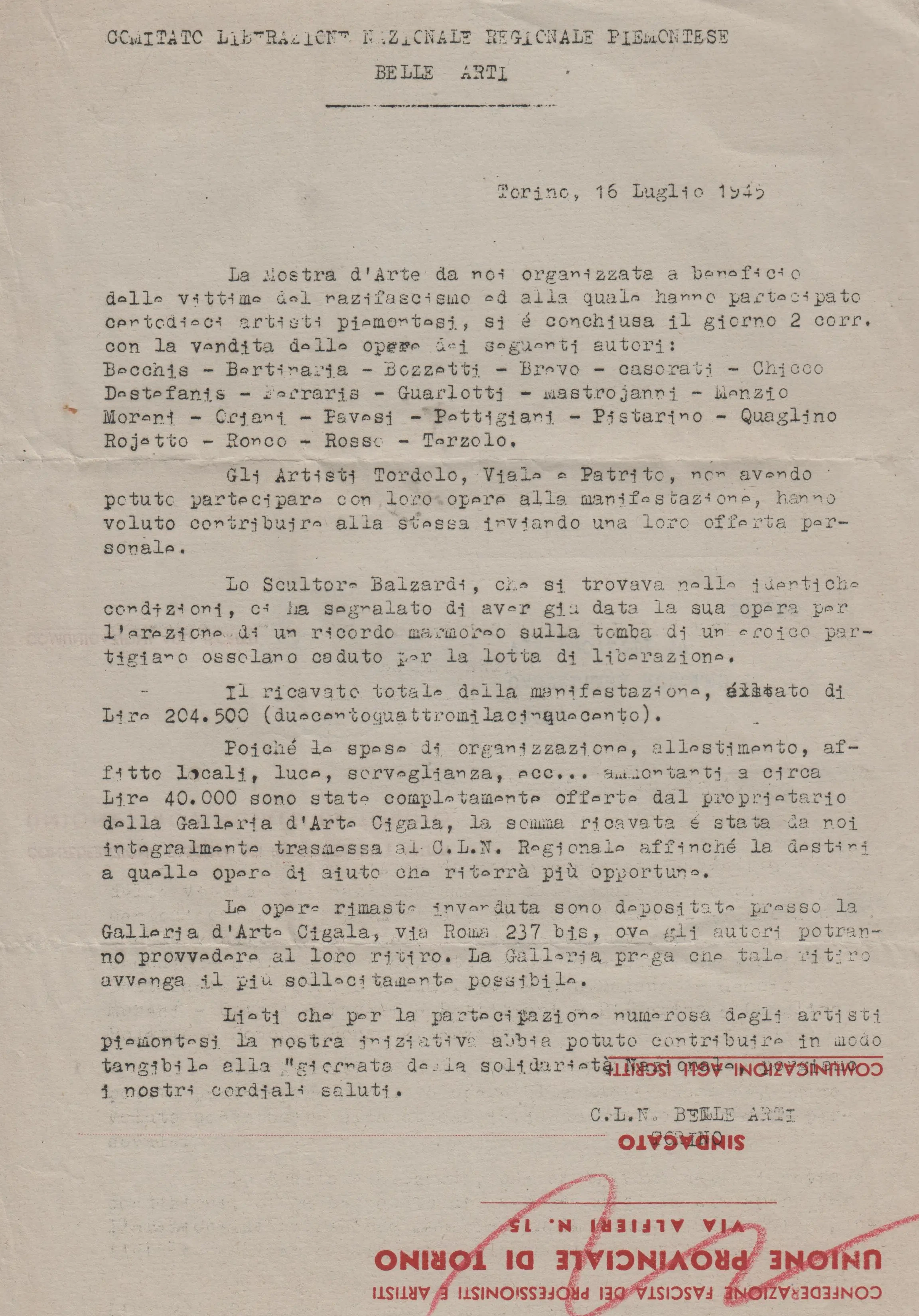Ricevuta contributo di Rodolfo Castellana